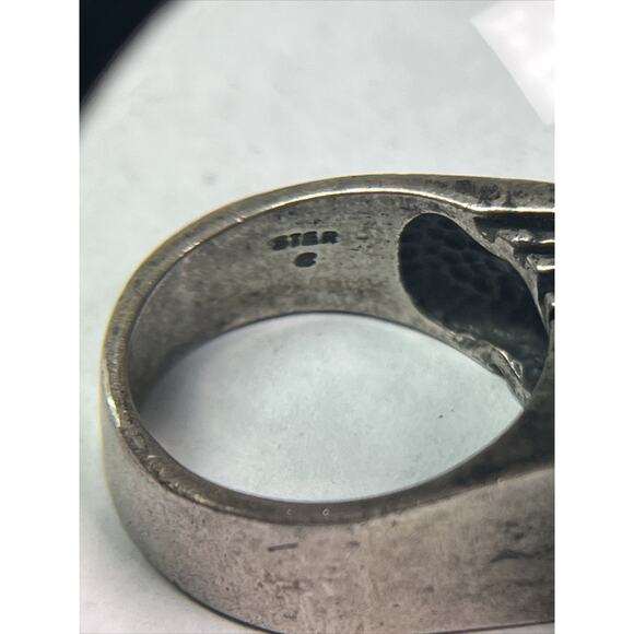 Sterling Silver 925 Tested Men Women Square Ring Blue Turquoise Inlay Size 9,75 - Picture 16 of 16